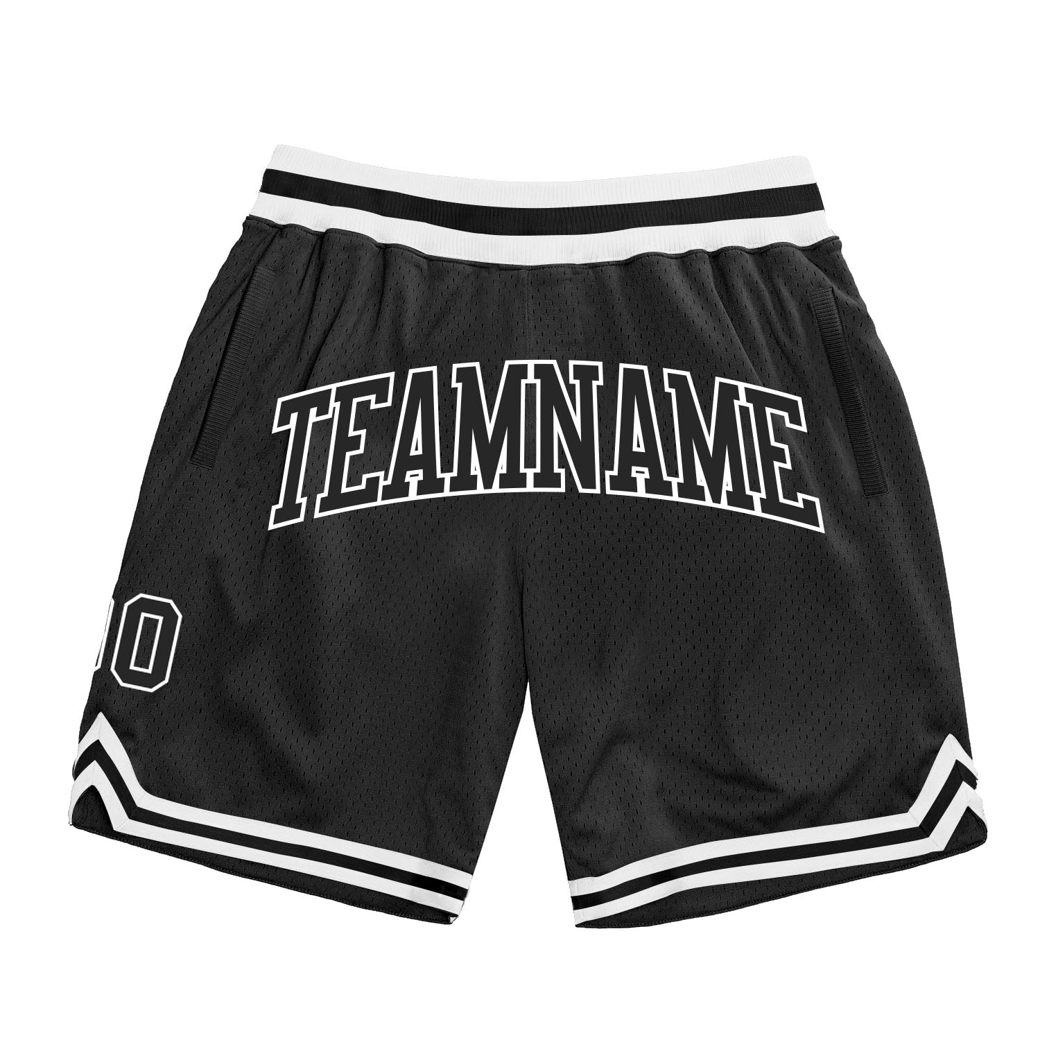 Personalized Black and White Authentic Throwback Basketball Shorts for Men Personalized Black Black-White Authentic Throwback