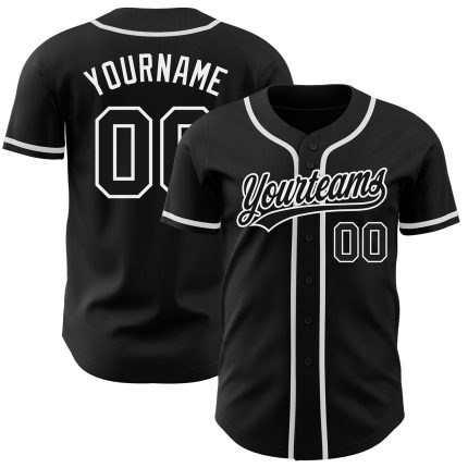 Personalized Black and White Baseball Jersey for Adults - Customizable Design Personalized Black Black-White Baseball Jersey