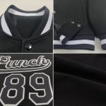 Personalized Black and White Varsity Letterman Bomber Jacket for Men Personalized Black Black-White Bomber Full-Snap Varsity