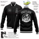Custom Black and White Varsity Letterman Bomber Jacket - Personalized Full-Snap Design Personalized Black Black-White Bomber
