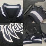 Custom Personalized Bomber Varsity Letterman Jacket with Name and Number - Black and White Full-Snap Style Personalized Black