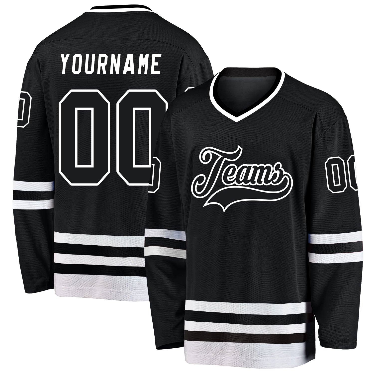 Personalized Black and White Hockey Jersey for Adults and Kids Personalized Black Black-White Hockey Jersey