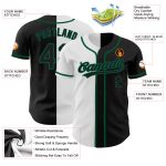 Personalized Black White Kelly Green Split Fashion Baseball Jersey for Men Personalized Black Black White-Kelly Green Split