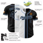 Custom Personalized Black and Light Blue Baseball Jersey with Name and Number - Authentic Split Fashion Team Gear Personalized