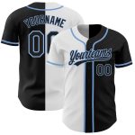 Custom Personalized Black and Light Blue Baseball Jersey with Name and Number - Authentic Split Fashion Team Gear Personalized