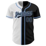 Custom Personalized Black and Light Blue Baseball Jersey with Name and Number - Authentic Split Fashion Team Gear Personalized