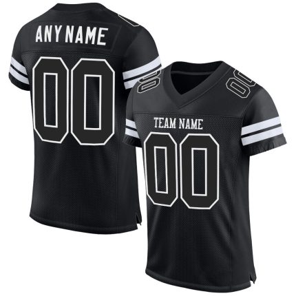 Personalized Black and White Mesh Football Jersey Custom Sports Apparel Personalized Black Black-White Mesh Football Jersey