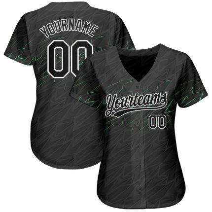 Personalized 3D Baseball Jersey in Black and Neon Green - Custom Sportswear Personalized Black Black White-Neon Green 3D