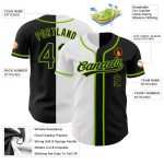 Personalized Neon Green Black and White Split Baseball Jersey - Stylish Fashion Apparel Personalized Black Black White-Neon