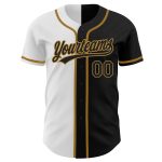 Custom Black and White Authentic Split Fashion Baseball Jersey with Team Name and Number - Personalized Style Personalized