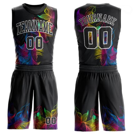 Custom Name and Number Basketball Suit Jersey for Teams - Personalized Black and White Round Neck Sublimation Design Personalized