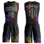 Personalized Black and White Basketball Jersey Round Neck Sublimation Suit Personalized Black Black-White Round Neck Sublimation