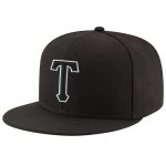 Personalized Black and White Adjustable Snapback Cap - Custom Embroidered Hat Personalized Black Black-White Stitched Adjustable