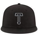 Custom Name and Number Personalized Snapback Hat - Adjustable Black and White Stitched Team Cap Personalized Black Black-White
