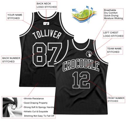 Custom Black and White Basketball Jersey - Personalized Throwback Style Personalized Black Black-White Throwback Basketball