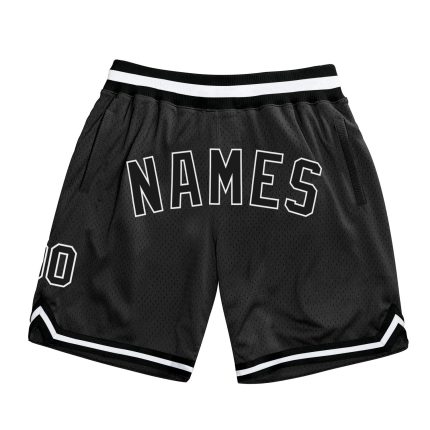 Personalized Black and White Basketball Shorts for Men - Throwback Style Personalized Black Black-White Throwback Basketball