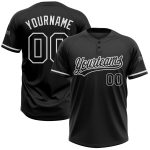 Personalized Unisex Black-White Two-Button Softball Jersey - Custom Softball Apparel Personalized Black Black-White Two-Button