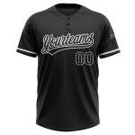 Personalized Unisex Black-White Two-Button Softball Jersey - Custom Softball Apparel Personalized Black Black-White Two-Button