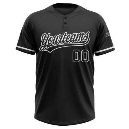 Personalized Unisex Softball Jersey - Black and White Two-Button Design Personalized Black Black-White Two-Button Unisex
