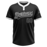 Personalized Unisex Softball Jersey - Black and White Two-Button Design Personalized Black Black-White Two-Button Unisex