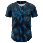 Personalized 3D Halftone Dots Baseball Jersey in Black and Blue Colors Personalized Black Blue 3D Halftone Dots Baseball