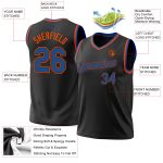 Personalized Black Blue Orange Basketball Jersey - Authentic Throwback Style Personalized Black Blue-Orange Authentic Throwback