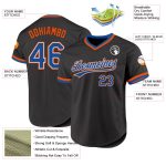 Personalized Throwback Baseball Jersey in Black, Blue, Orange - Custom Team Spirit Apparel Personalized Black Blue-Orange