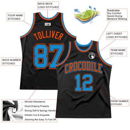 Custom Black Blue Orange Throwback Basketball Jersey Personalized for Fans Personalized Black Blue-Orange Throwback Basketball