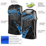 Custom 3D Torn Paper Style Basketball Jersey in Black Blue-White, Personalized Design Personalized Black Blue-White 3D Torn