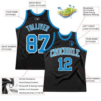 Personalized Black Blue White Basketball Jersey - Throwback Style Jersey Personalized Black Blue-White Throwback Basketball