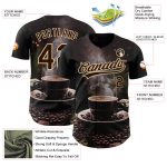 Custom 3D International Coffee Day Baseball Jersey - Black Brown Cream Design Personalized Black Brown Cream 3D International