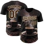 Custom 3D International Coffee Day Baseball Jersey - Black Brown Cream Design Personalized Black Brown Cream 3D International