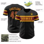 Custom Black Burgundy Gold Baseball Jersey for Personalized Sportswear Personalized Black Burgundy-Gold Baseball Jersey