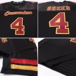 Custom Football Jersey with Personalized Name & Number, Black Burgundy-Gold Mesh Authentic Design Personalized Black Burgundy-Gold