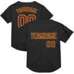 Personalized Black Burgundy Gold Mesh Baseball Jersey - Authentic Throwback Style Personalized Black Burgundy-Gold Mesh Authentic