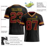 Custom Black Burgundy Gold Mesh Football Jersey for Men and Women Personalized Black Burgundy-Gold Mesh Football Jersey 2