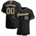 Custom Name and Number Personalized Black Camo Authentic American Flag Baseball Jersey for Fashion Teams Personalized Black