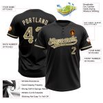 Custom Name and Number Unisex Softball Jersey - Personalized Black Camo-City Cream Two-Button Design Personalized Black Camo-City