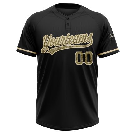 Personalized Black Camo Softball Jersey Unisex Two-Button Cream Design Personalized Black Camo-City Cream Two-Button Unisex