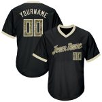Custom Name Number Black Camo Cream Baseball Jersey Shirt - Authentic Throwback Rib-Knit Design Personalized Black Camo-Cream