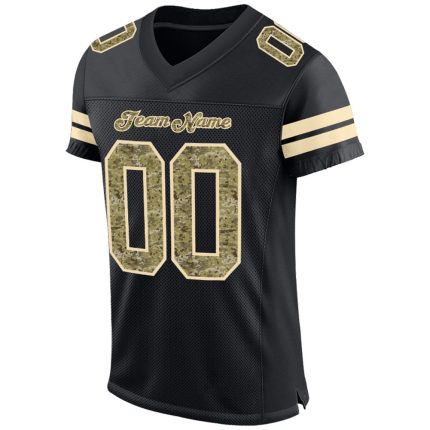 Custom Black Camo-Cream Football Jersey with Personalized Name and Number - Authentic Team Apparel Personalized Black Camo-Cream