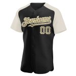 Custom Black Camo Cream Baseball Jersey with Raglan Sleeves Personalized Black Camo-Cream Raglan Sleeves Baseball Jersey