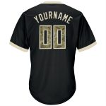 Personalized Black Camo Baseball Jersey Shirt - Cream Throwback Rib-Knit Style Personalized Black Camo-Cream Throwback Rib-Knit