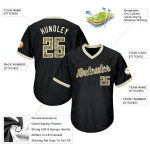 Personalized Black Camo Baseball Jersey Shirt - Cream Throwback Rib-Knit Style Personalized Black Camo-Cream Throwback Rib-Knit