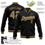 CustomName Personalized Bomber Varsity Letterman Jacket Black Camo Old Gold Full-Snap Team Number Personalized Black Camo-Old