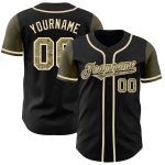 Personalized Black Camo Olive Baseball Jersey for Men and Women - Custom Two Tone Design Personalized Black Camo-Olive Two