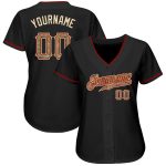 Custom Name and Number Personalized Black Camo-Red Baseball Jersey for Authentic Team Wear Personalized Black Camo-Red Authentic
