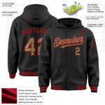 Custom Name and Number Personalized Black Camo Red Varsity Letterman Bomber Hoodie Jacket Personalized Black Camo-Red Bomber