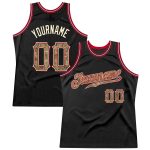 Personalized Black Camo Red Basketball Jersey for Men - Throwback Style Personalized Black Camo-Red Throwback Basketball