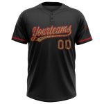 Personalized Black Camo Red Softball Jersey for Unisex - Two-Button Design Personalized Black Camo-Red Two-Button Unisex